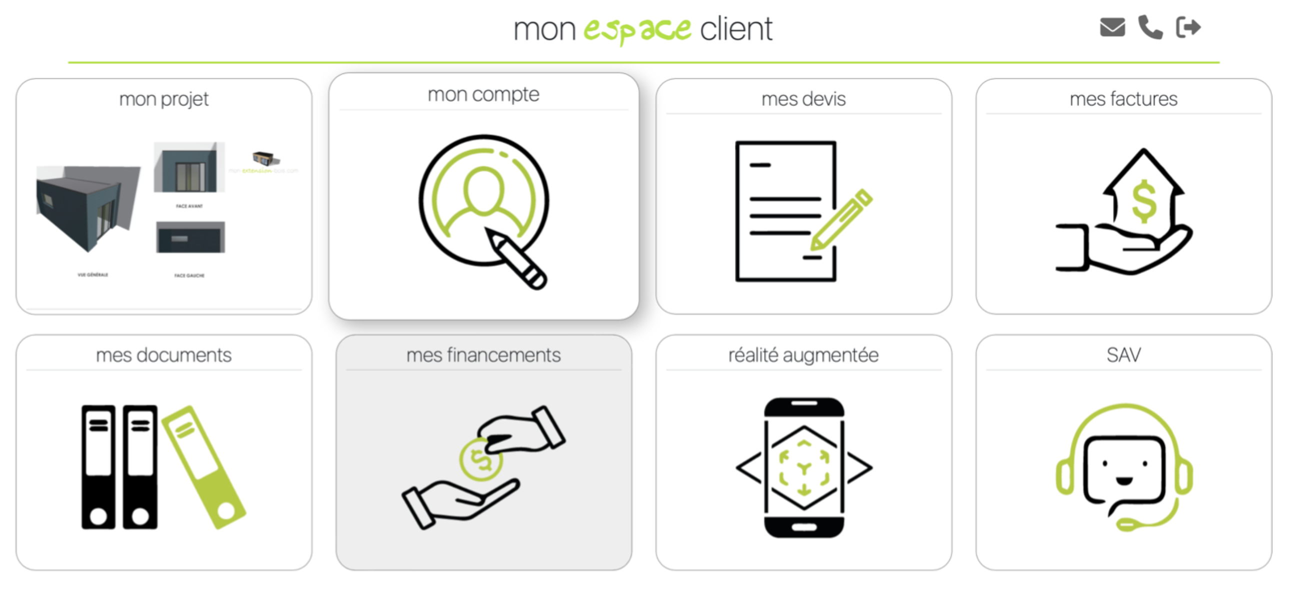 espace client mon extension bois, agrandir sa maison