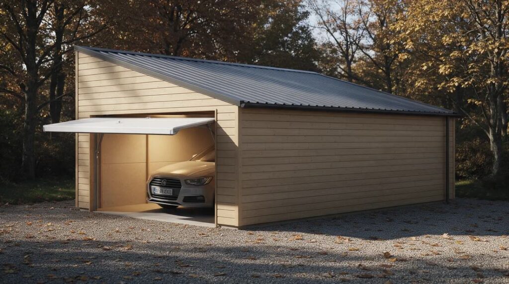 garage bois 1 voiture ouvert