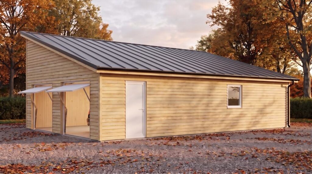 garage bois 2 voitures atelier ouvert