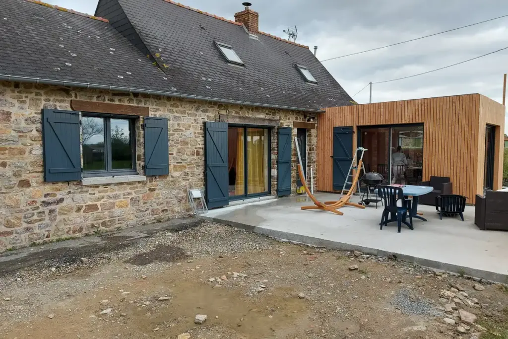 extension bois rennes longere pierre agrandie en bois