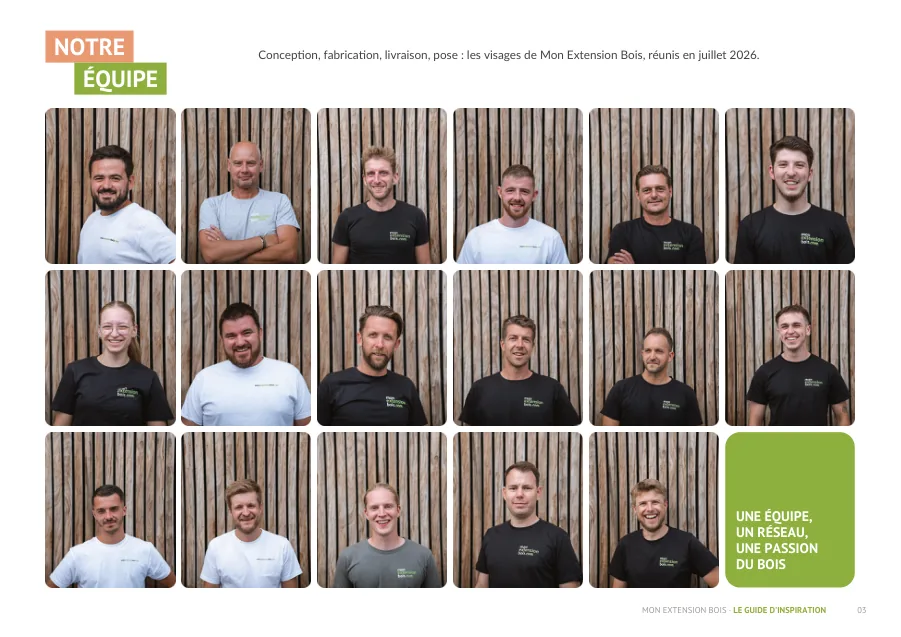 Guide d'inspiration : nos extensions bois en images 2 Page « Notre équipe » du guide d’inspiration 2027