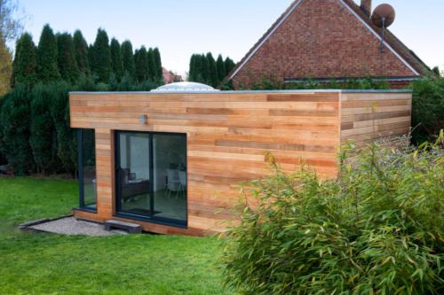 Extension en bois en red cedar rainure et languette horizontal